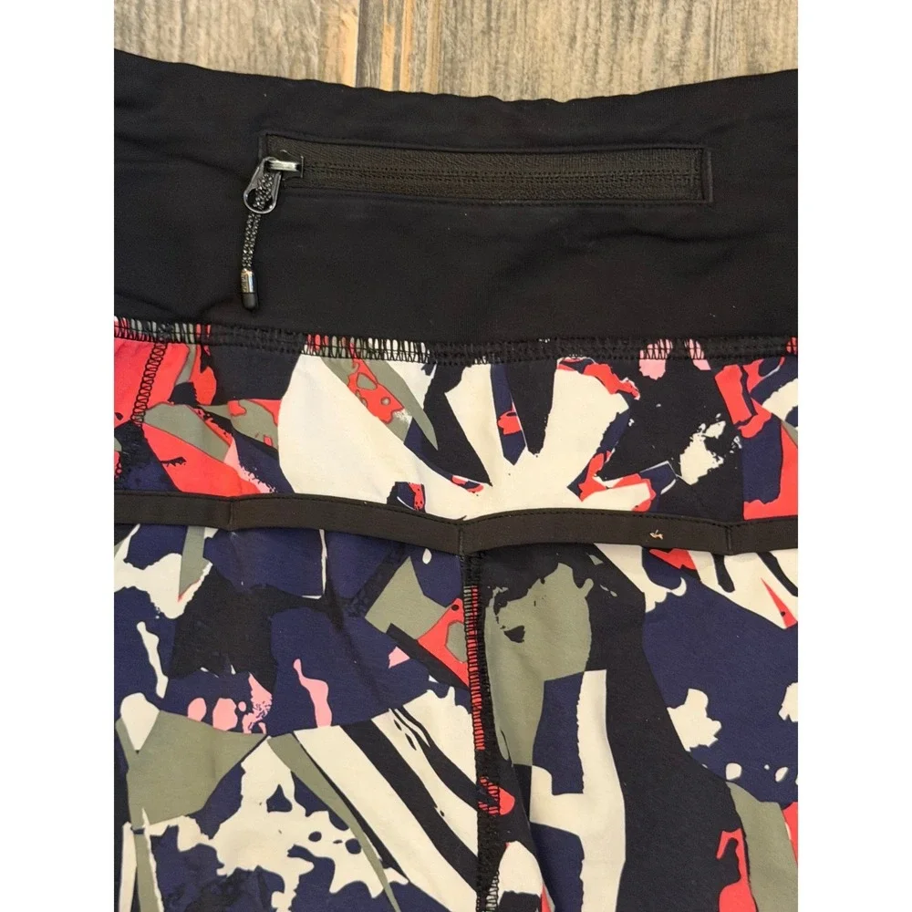 Lululemon Speed Up Shorts Floral Print Black Red Running Athletic Lined Size 2